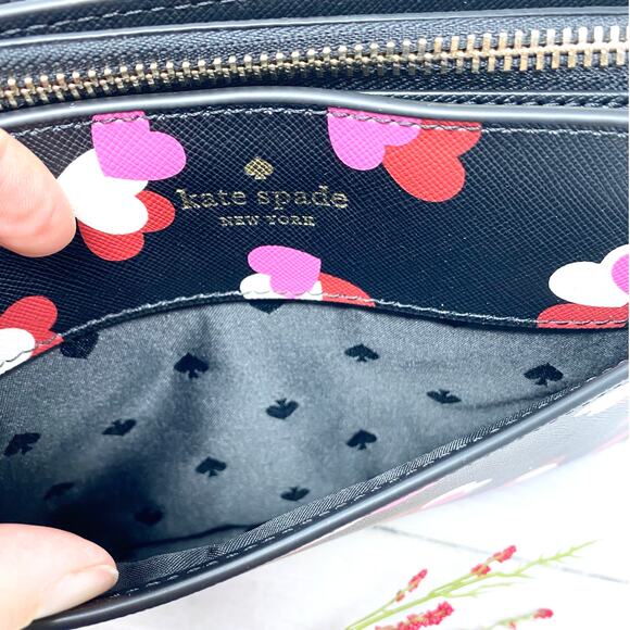 Kate Spade Rory Crossbody Purse in Black Multi Hearts k6176 - Picture 4 of 6